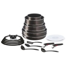Tava dəsti Tefal Ingenio XL Intense, titan, qara, 16/20/22/24/26/28 sm, 19 əd
