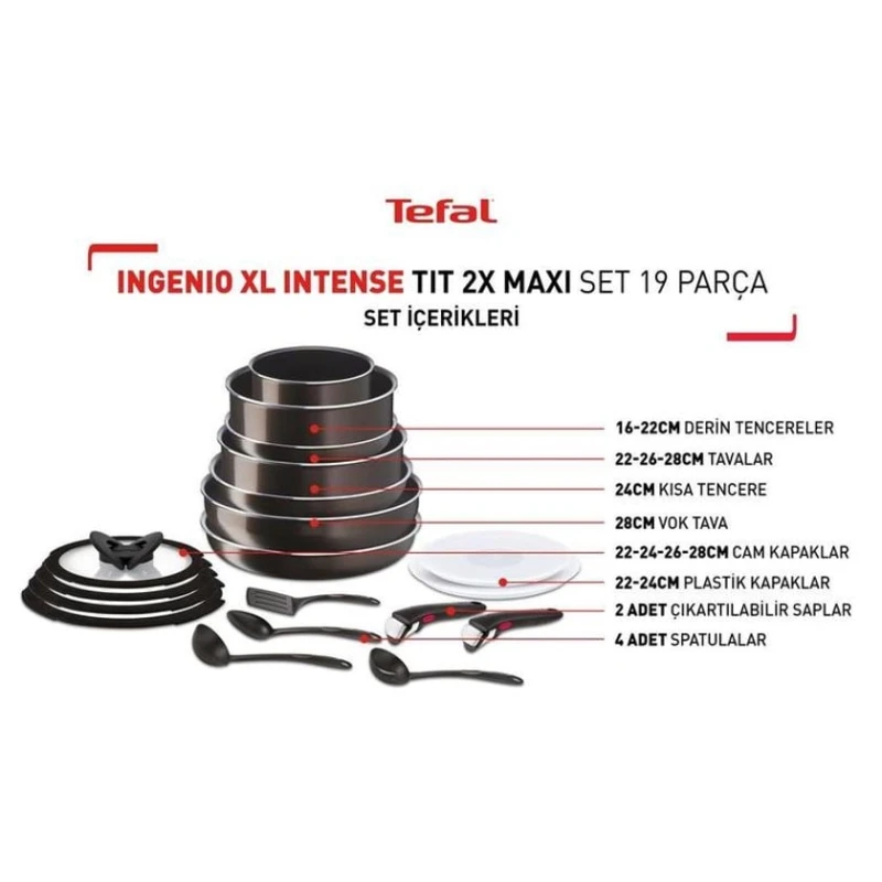 Набор сковородок Tefal Ingenio XL Intense, титан, черный, 16/20/22/24/26/28 см, 19 шт Набор сковородок Tefal Ingenio XL Intense, титан, черный, 16/20/22/24/26/28 см, 19 шт