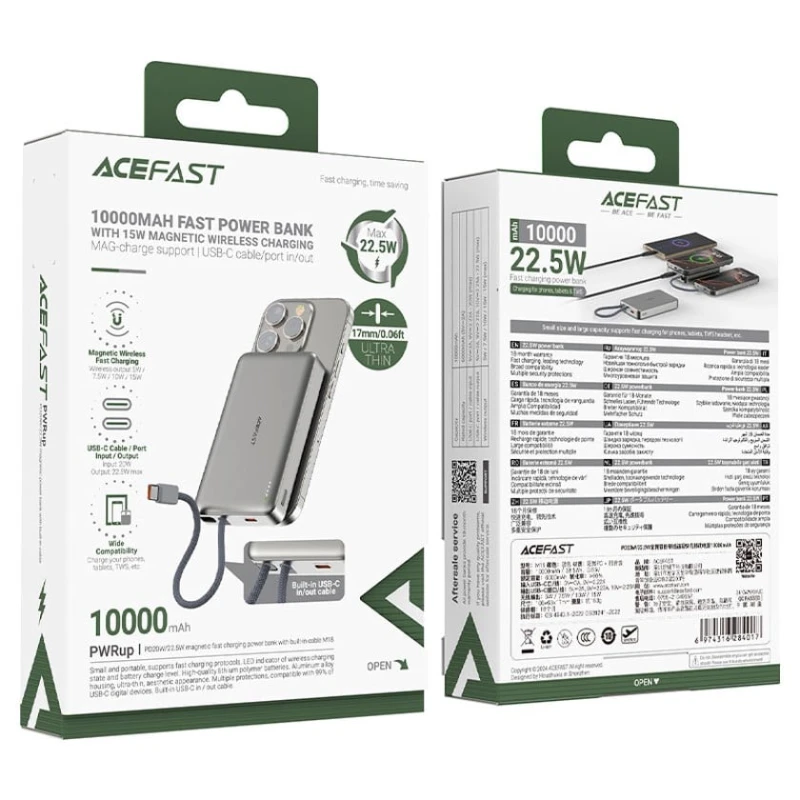 Xarici akkumulyator Acefast M18 10000 mAh Black