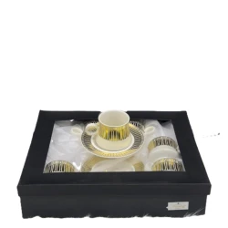 Кофейный сервиз Yağmur SHA-00003402, белый/золотистый, 6 чашек, 6 блюдец