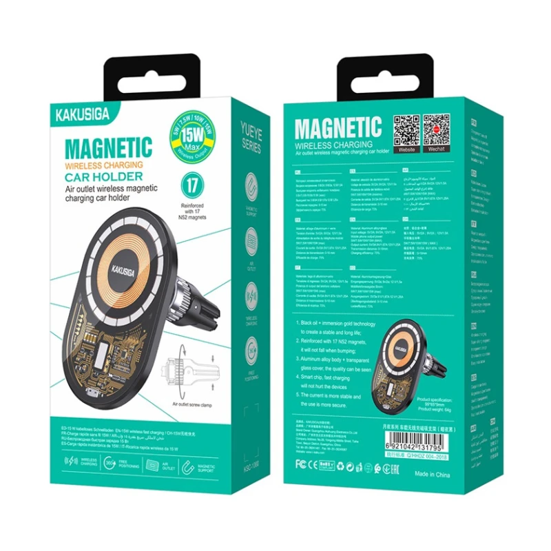 Автомобильный держатель Kakusiga Wireless Charging 15W Teledoctor-1060