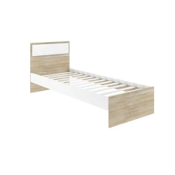 Односпальная кровать Art_tek_yataq (100) 16, ламинат, белая/коричневая, 200x85x100 см