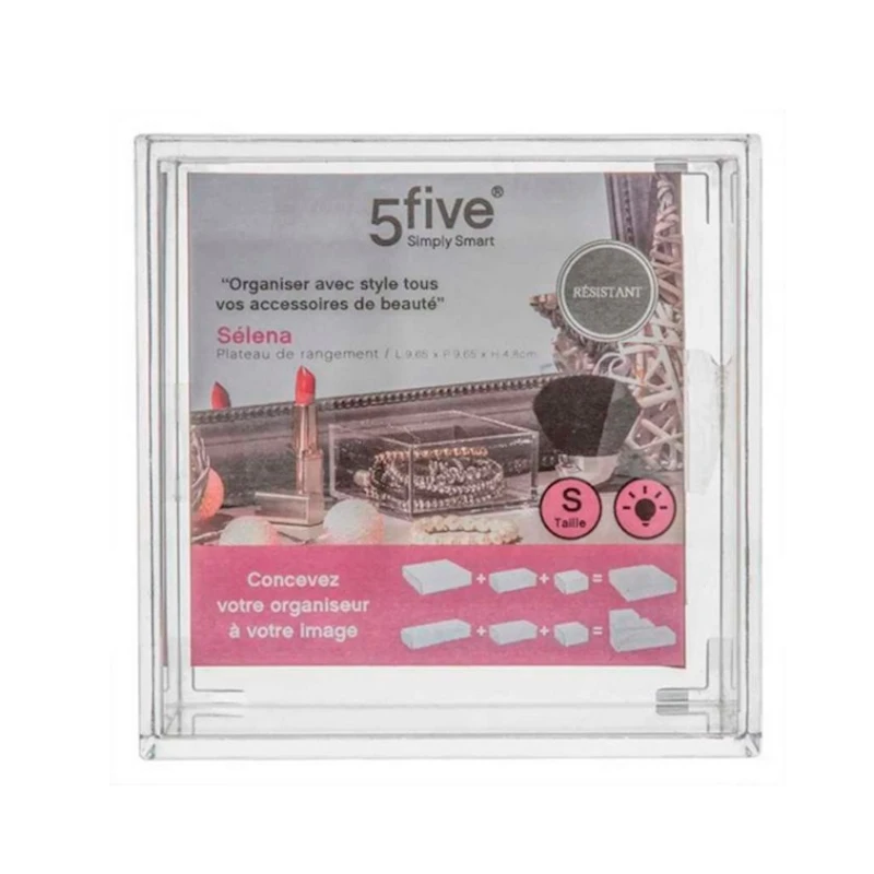 Органайзер для мелочей 5Five квадрат, 9.65x9.65x4.8 см, пластик, прозрачный