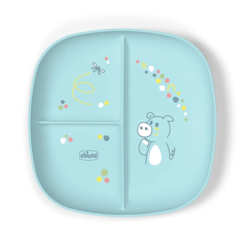 Uşaqlar üçün boşqab Chicco, mavi, 12+ ay