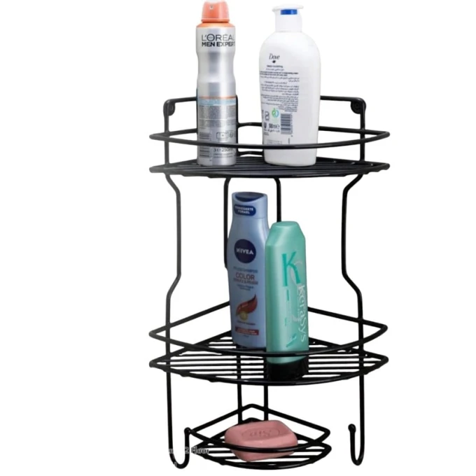 Угловая полка для ванной smil_1401, черная