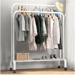 Передвижная вешалка WOB786PAS, металл, белая, 150x52x135/154 см Передвижная вешалка WOB786PAS, металл, белая, 150x52x135/154 см