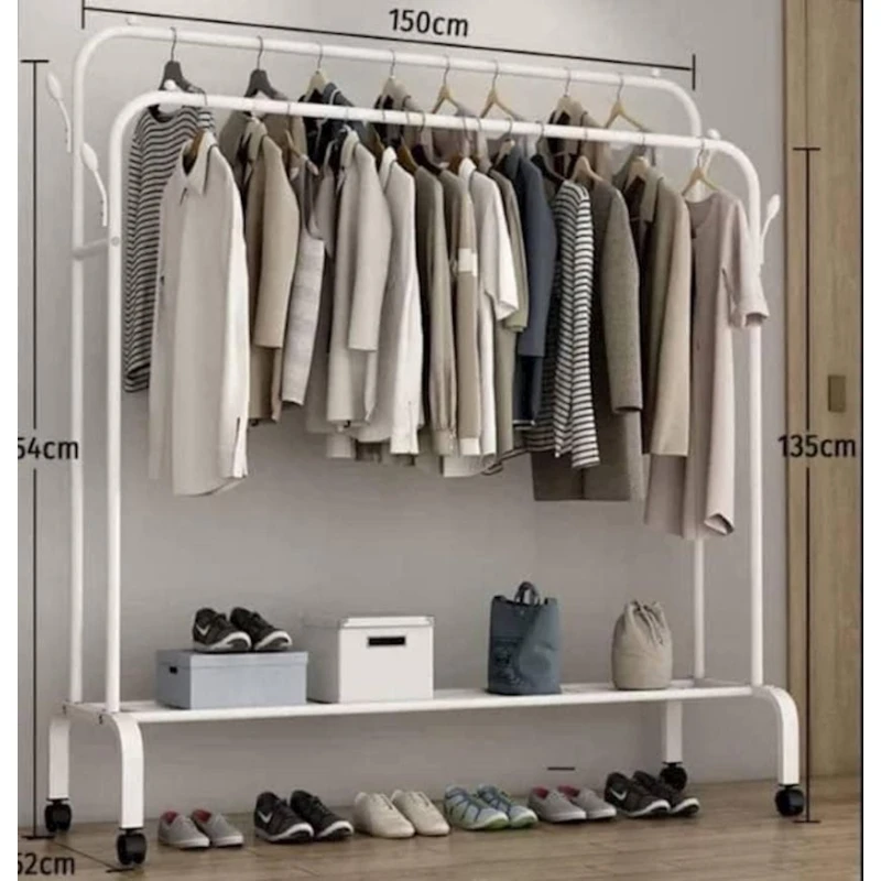 Передвижная вешалка WOB786PAS, металл, белая, 150x52x135/154 см Передвижная вешалка WOB786PAS, металл, белая, 150x52x135/154 см