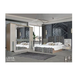 Yataq otağı dəsti Lidya, qəhvəyi-krem, Laminat materialdan hazırlanmışdır, çarpayı 165*130*205, dolab 242*222*60, termo 120*160*43 və iki tumba 60*100*44 Yataq otağı dəsti Lidya, qəhvəyi-krem, Laminat materialdan hazırlanmışdır, çarpayı 165*130*205, dolab 242*222*60, termo 120*160*43 və iki tumba 60*100*44