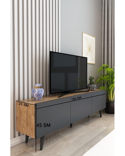TV üçün tumba Ev Plus 12115868, LDSP, antrasit/qəhvəyi, 180x35x45 sm