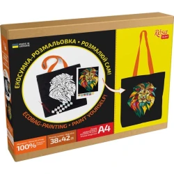 Набор Rosa Talent Неоновый лев эко сумка-раскраска, хлопок 220 г/кв.м, 38х42 см, черный