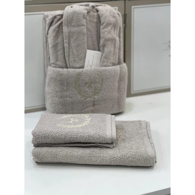 Банный набор MiraNova SF-792, хлопок, серый, размер L/XL (банное полотенце + полотенце для лица + халат) Банный набор MiraNova SF-792, хлопок, серый, размер L/XL (банное полотенце + полотенце для лица + халат)