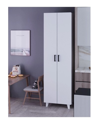 Lay açılan şkaf Ev Plus Kozy 12115634, LDSP, ağ, 32х49х175 sm