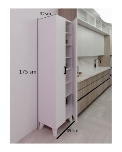 Lay açılan şkaf Ev Plus Kozy 12115634, LDSP, ağ, 32х49х175 sm