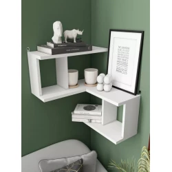 Настенная полка Art Mebel 108, ламинат, 85х45х25 см, белая Настенная полка Art Mebel 108, ламинат, 85х45х25 см, белая