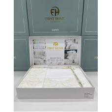 Yataq dəsti FIRST HOME, 100% pambıq satin, ikinəfərlik, yorğan üzü 200x220 sm, çarşaf 250x250 sm, yastıq üzü 50x70 sm 2 əd, Orkide/İnci/Menekşe/Manolya/Pandora/Fleur Satin güpürlü modellər - TP-TK-225