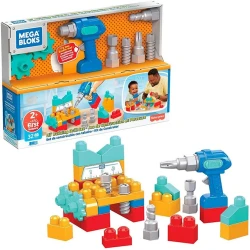Konstruktor Mega Bloks First Builders Lil' Building Drill Set GXK36, 2+ yaş, 32 hissə