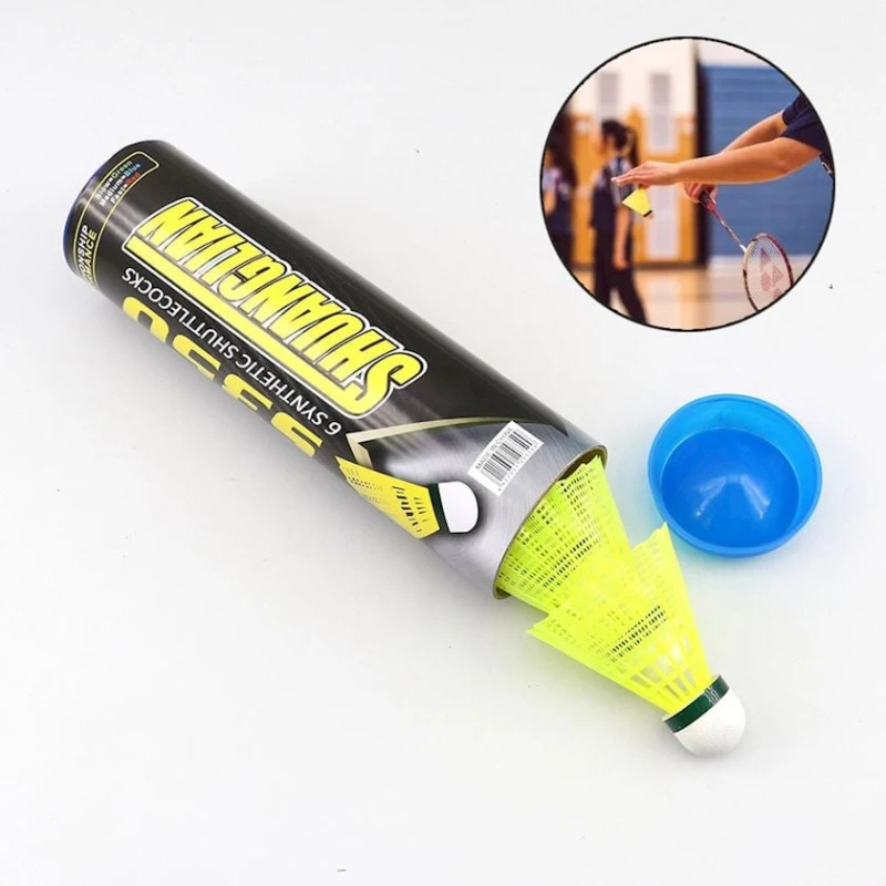 Набор воланов для бадминтона Shuanglian 5350, желтый, 6 шт Набор воланов для бадминтона Shuanglian 5350, желтый, 6 шт