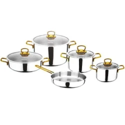Набор кастрюль Shosman Hilal 4756, 9 предметов, серебристый/золотистый