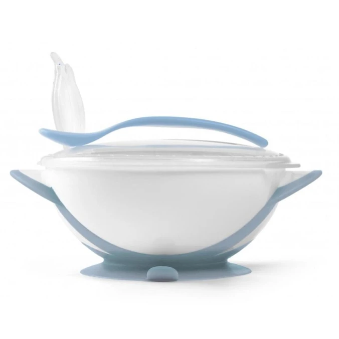 Boşqab Babyono vakuum yapışqan və qaşıq ilə, göy/ağ, 300 ml Boşqab Babyono vakuum yapışqan və qaşıq ilə, göy/ağ, 300 ml