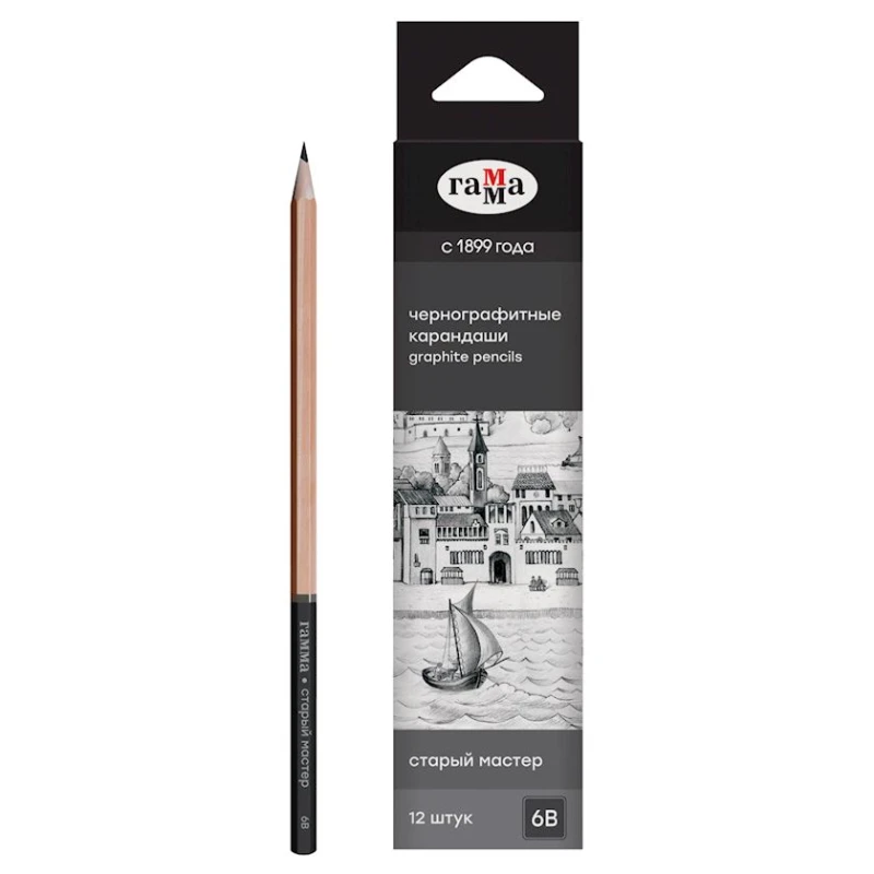 Графитовый карандаш Гамма Старый мастер 6B, 2.8 мм Графитовый карандаш Гамма Старый мастер 6B, 2.8 мм
