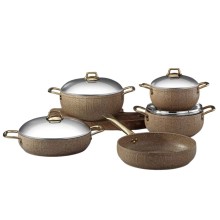 Qab-qacaq dəsti Bonera Montella Hera Belly 5555, qranit, qəhvəyi, 9 parça