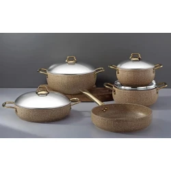 Qab-qacaq dəsti Bonera Montella Hera Belly 5555, qranit, qəhvəyi, 9 parça