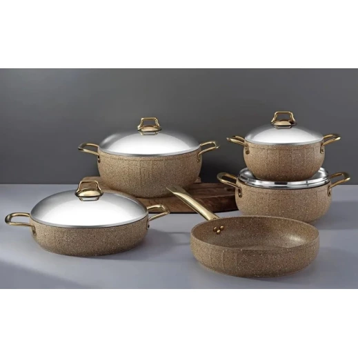 Qab-qacaq dəsti Bonera Montella Hera Belly 5555, qranit, qəhvəyi, 9 parça Qab-qacaq dəsti Bonera Montella Hera Belly 5555, qranit, qəhvəyi, 9 parça