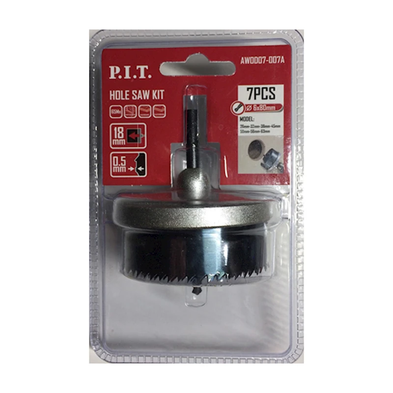 Qazma başlığları dəsti P.I.T. AWOD07-007A, 7 əd