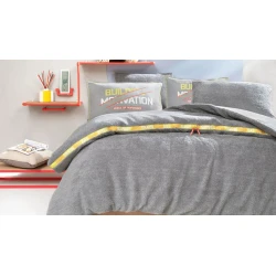 Комплект постельного белья Yataş CoverMe Motivation, покрывало 200х220 см, простыня 160х200 см, наволочка 50х70 см (2 шт), двуспальный, хлопок/полиэстер, серый