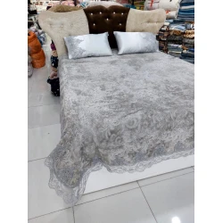 Комплект постельного белья MiraNova SF-415, двуспальный, серый, покрывало 230x245 см, простыня 240x240 см, наволочки декоративных подушек 50x70 см (2 шт), наволочки 50x70 см (2 шт)