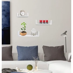 Набор настенных полок Art Mebel 242, ламинат, 3 шт, 15x50х15/13x40x15/11x30x15 см, белая