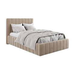 Полутороспальная кровать Art_ikili_yataq 39, ламинат, бежевая, 200x160x120 см