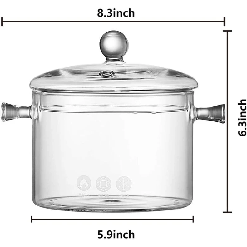 Qazan Miecux, 1500 ml, borosilikat şüşə, şəffaf