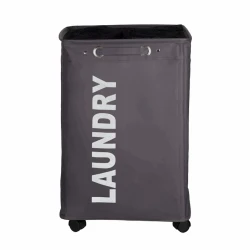 Корзина для белья Wenko Quadro, полиэстер, серая, 40x60x33 см