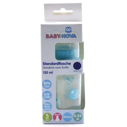 Бутылочка Baby Nova, 0-24 месяцев, c круглой силиконовой соской, 120 мл, голубая Бутылочка Baby Nova, 0-24 месяцев, c круглой силиконовой соской, 120 мл, голубая