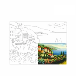 Kətan konturlu karton üzərində Rosa Start, Dəniz peyzajı №2, 30х40, pambıq, akril