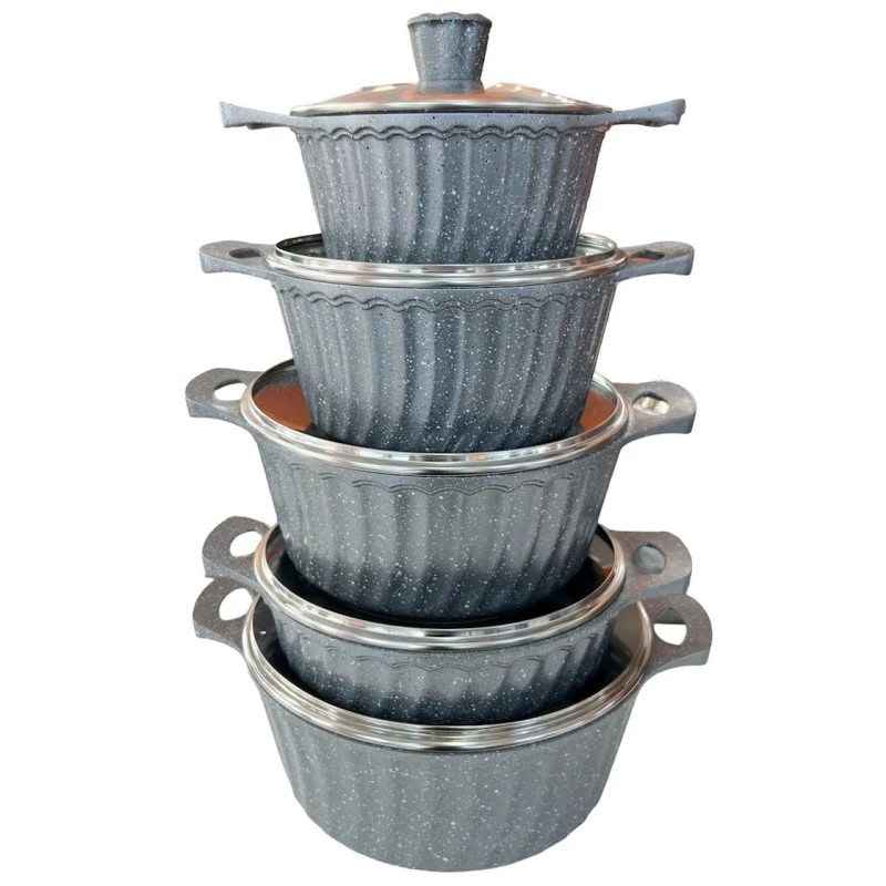 Набор кастрюль Unique ZGH_00087, гранит, серый, 10 предметов Набор кастрюль Unique ZGH_00087, гранит, серый, 10 предметов