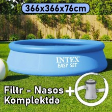 Şişmə hovuz Intex, 366x366x76 sm, dairəvi, həcm 5621 l, mavi, filtr nasosu mövcuddur - 5621TX28132