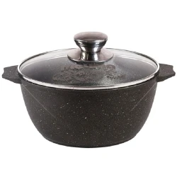 Кастрюля Мечта Гранит 48701, с ручками, со стеклянной крышкой, с антипригарным покрытием, 8л, 30см