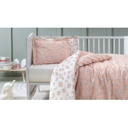 Комплект детского постельного белья для девочек Yataş Povey, пододеяльник 100x150 см, простыня 120x190 см, наволочка 35x45 см, односпальный, хлопок, Somon