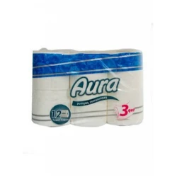 Туалетная бумага Aura, 3-х слойная, 12 рулонов (4760092801751)