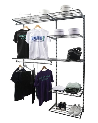 Rəfli asılqan Praktik Home Optima G150, qarderob sistemi, qrafit
