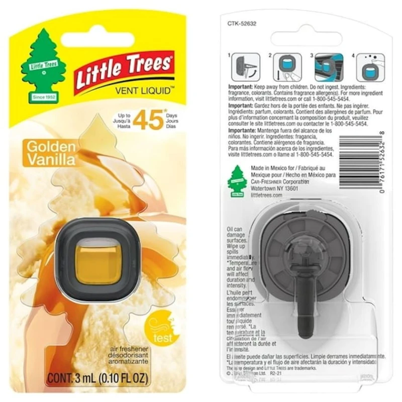 Ароматизатор для автомобиля Little Trees Vent Liquid Golden Vanilla 3 мл Ароматизатор для автомобиля Little Trees Vent Liquid Golden Vanilla 3 мл