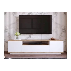 Тумба под ТВ Letta ЛДСП, белый/древесный, 55x40x180 см Тумба под ТВ Letta ЛДСП, белый/древесный, 55x40x180 см
