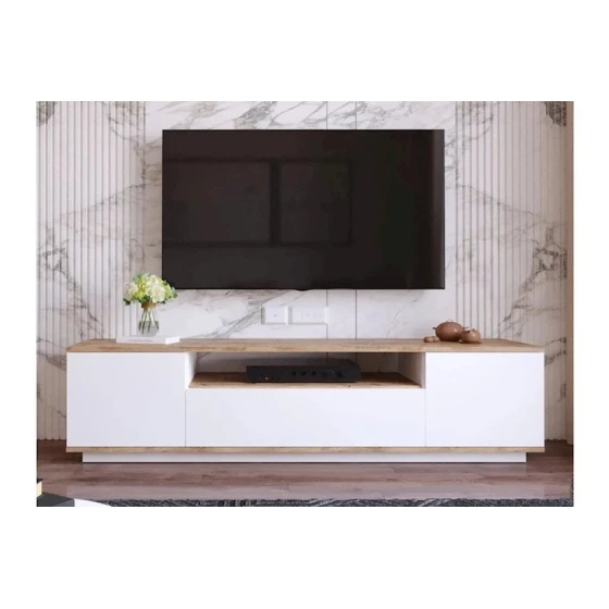 Тумба под ТВ Letta ЛДСП, белый/древесный, 55x40x180 см Тумба под ТВ Letta ЛДСП, белый/древесный, 55x40x180 см