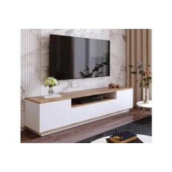 Тумба под ТВ Letta ЛДСП, белый/древесный, 55x40x180 см Тумба под ТВ Letta ЛДСП, белый/древесный, 55x40x180 см