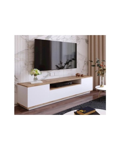 TV üçün tumba Letta LDSP, ağ/taxta, 55x40x180 sm