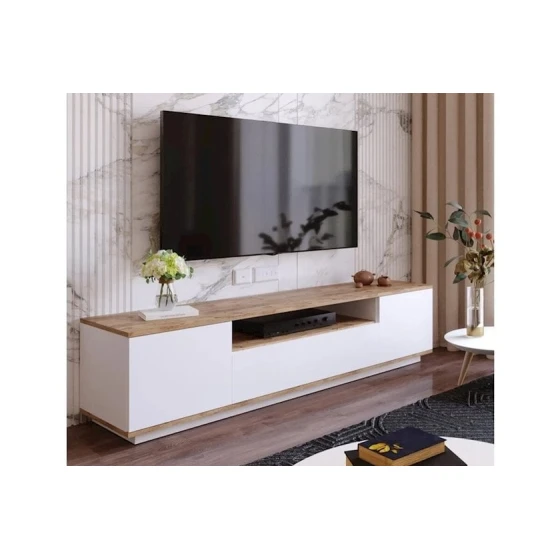 Тумба под ТВ Letta ЛДСП, белый/древесный, 55x40x180 см Тумба под ТВ Letta ЛДСП, белый/древесный, 55x40x180 см