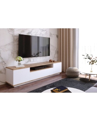 TV üçün tumba Letta LDSP, ağ/taxta, 55x40x180 sm