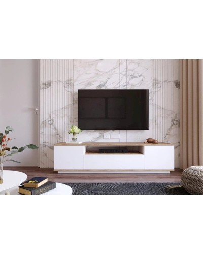 TV üçün tumba Letta LDSP, ağ/taxta, 55x40x180 sm
